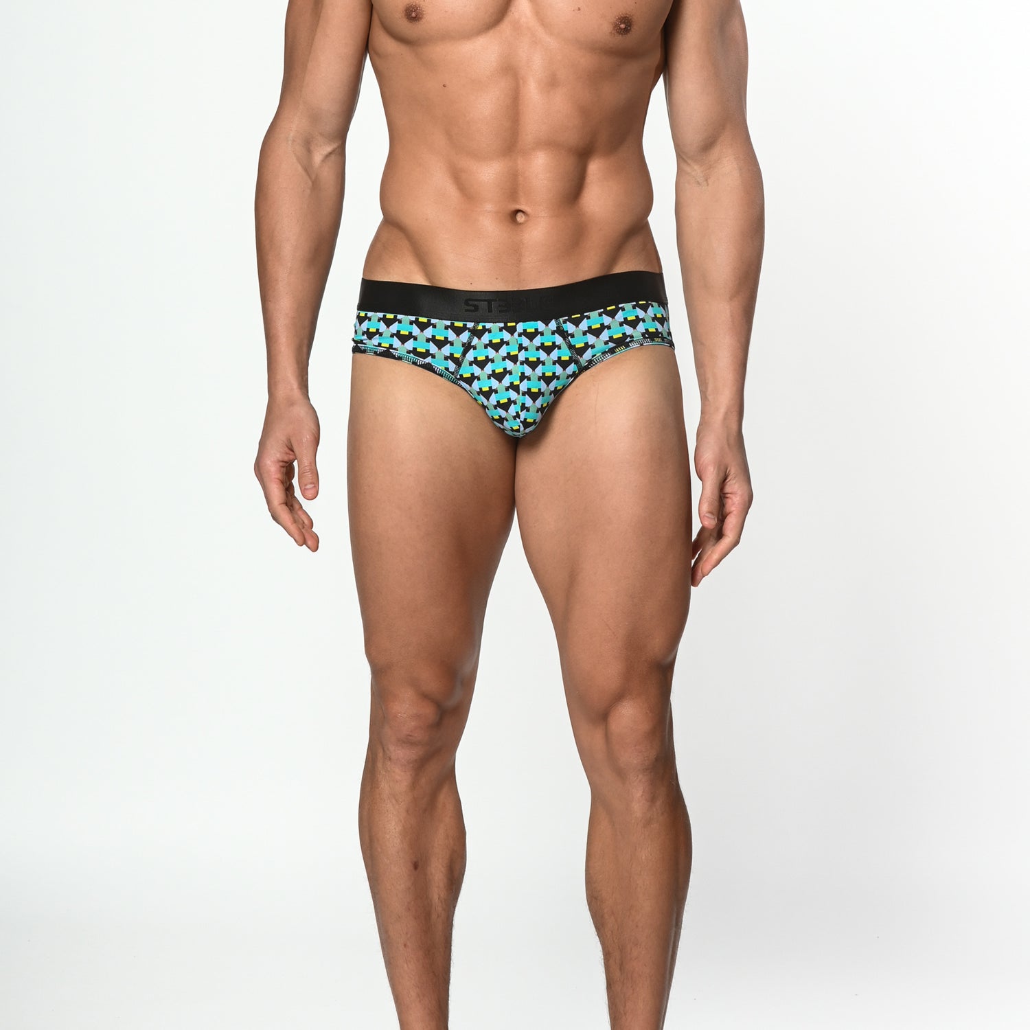 AQUA/PERIWINKLE MATRIX COTTON/ELASTANE LOW RISE BRIEF ST-21003