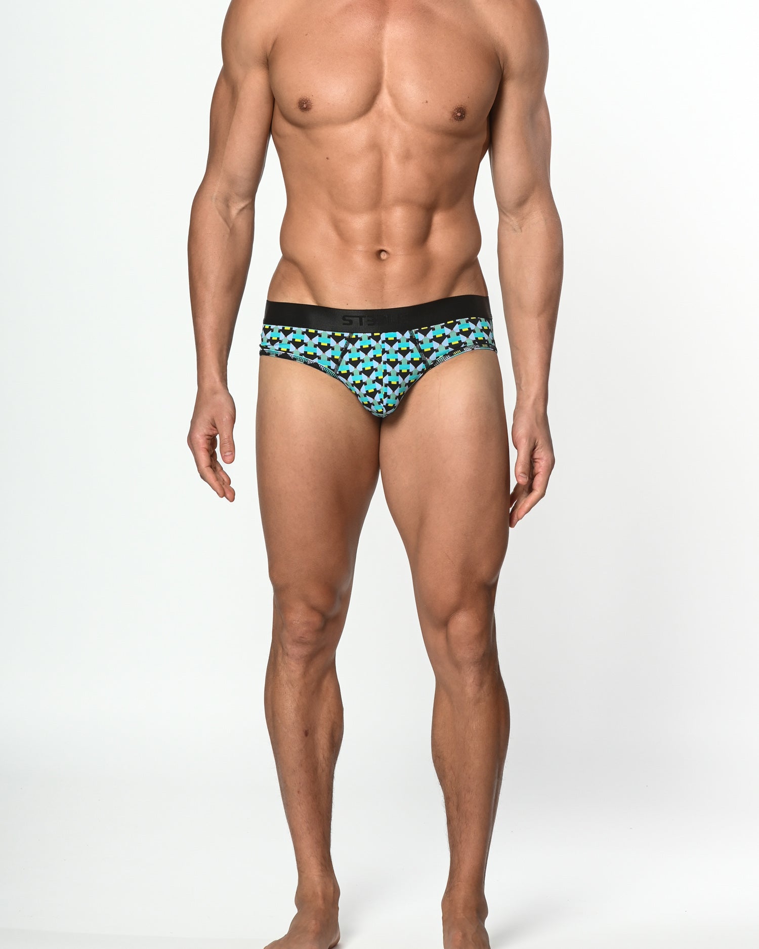 AQUA/PERIWINKLE MATRIX COTTON/ELASTANE LOW RISE BRIEF ST-21003