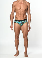 AQUA/PERIWINKLE MATRIX COTTON/ELASTANE LOW RISE BRIEF ST-21003
