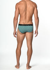 AQUA/PERIWINKLE MATRIX COTTON/ELASTANE LOW RISE BRIEF ST-21003