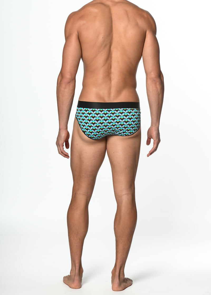 AQUA/PERIWINKLE MATRIX COTTON/ELASTANE LOW RISE BRIEF ST-21003