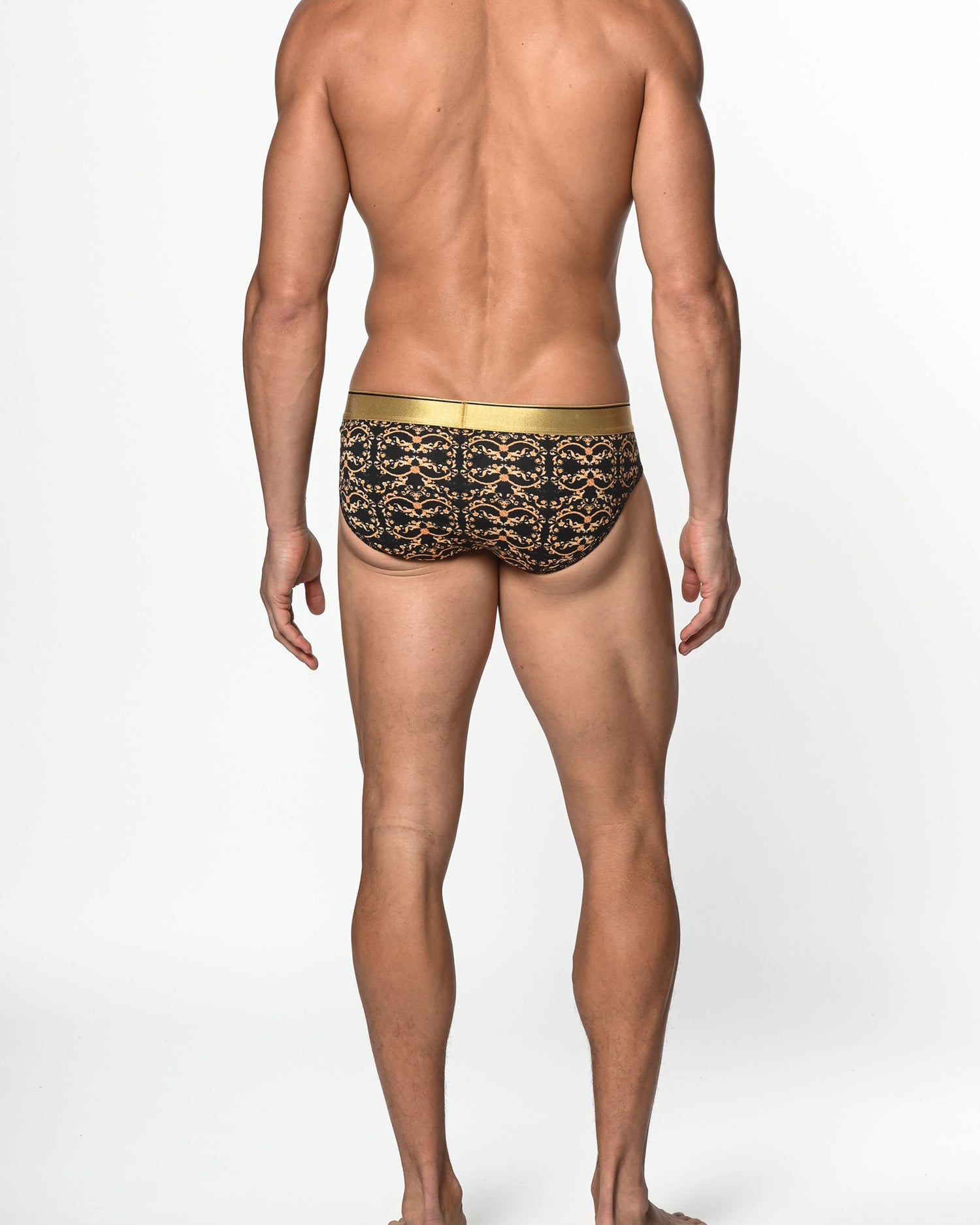 BLACK/GOLD FILIGREE COTTON/ELASTANE LOW RISE BRIEF ST-21004