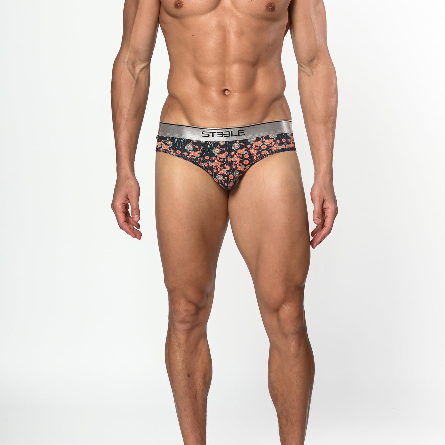 NAVY/CORAL PAISLEY COTTON/ELASTANE LOW RISE BRIEF ST-21007
