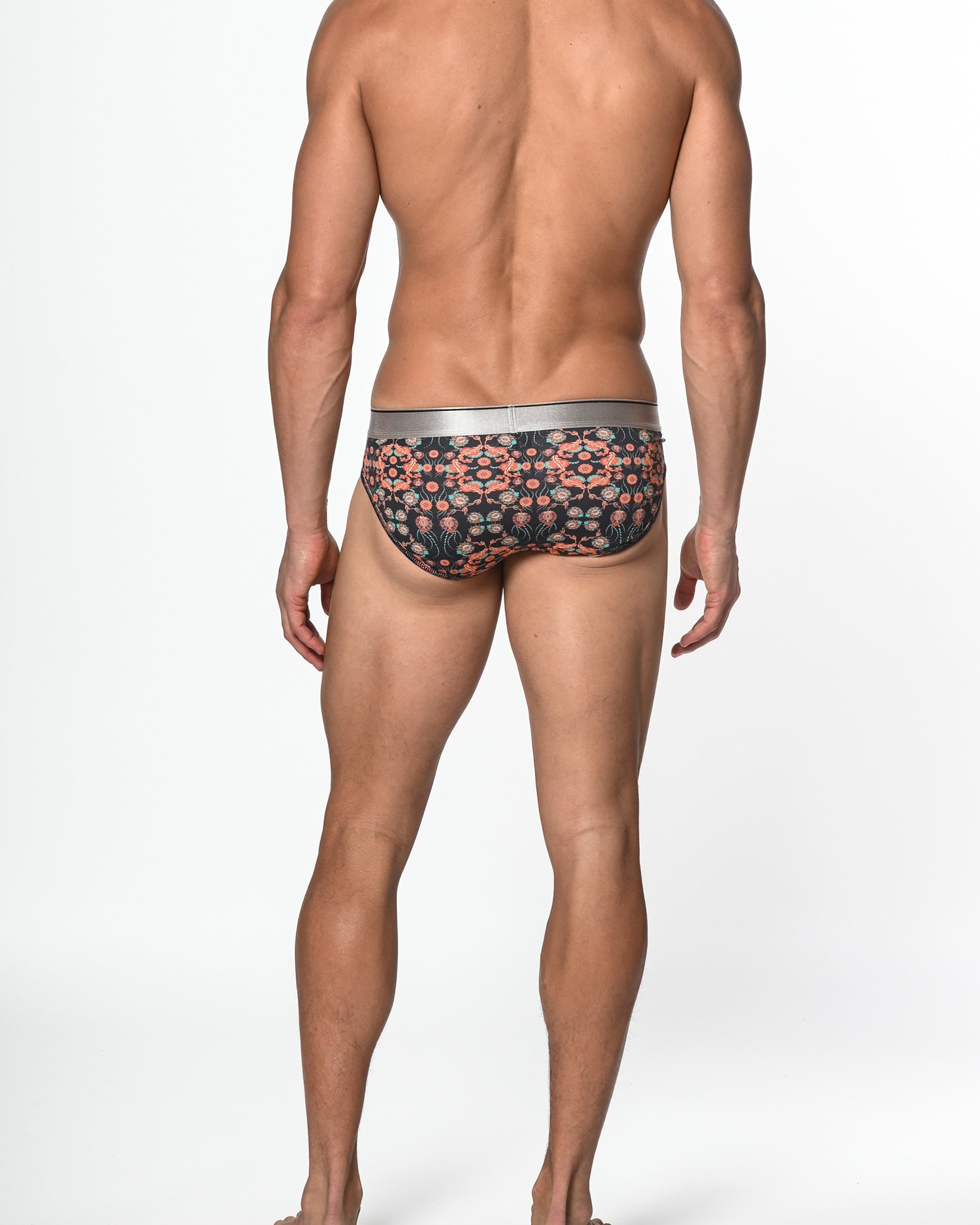 NAVY/CORAL PAISLEY COTTON/ELASTANE LOW RISE BRIEF ST-21007