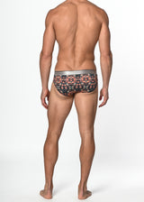 NAVY/CORAL PAISLEY COTTON/ELASTANE LOW RISE BRIEF ST-21007