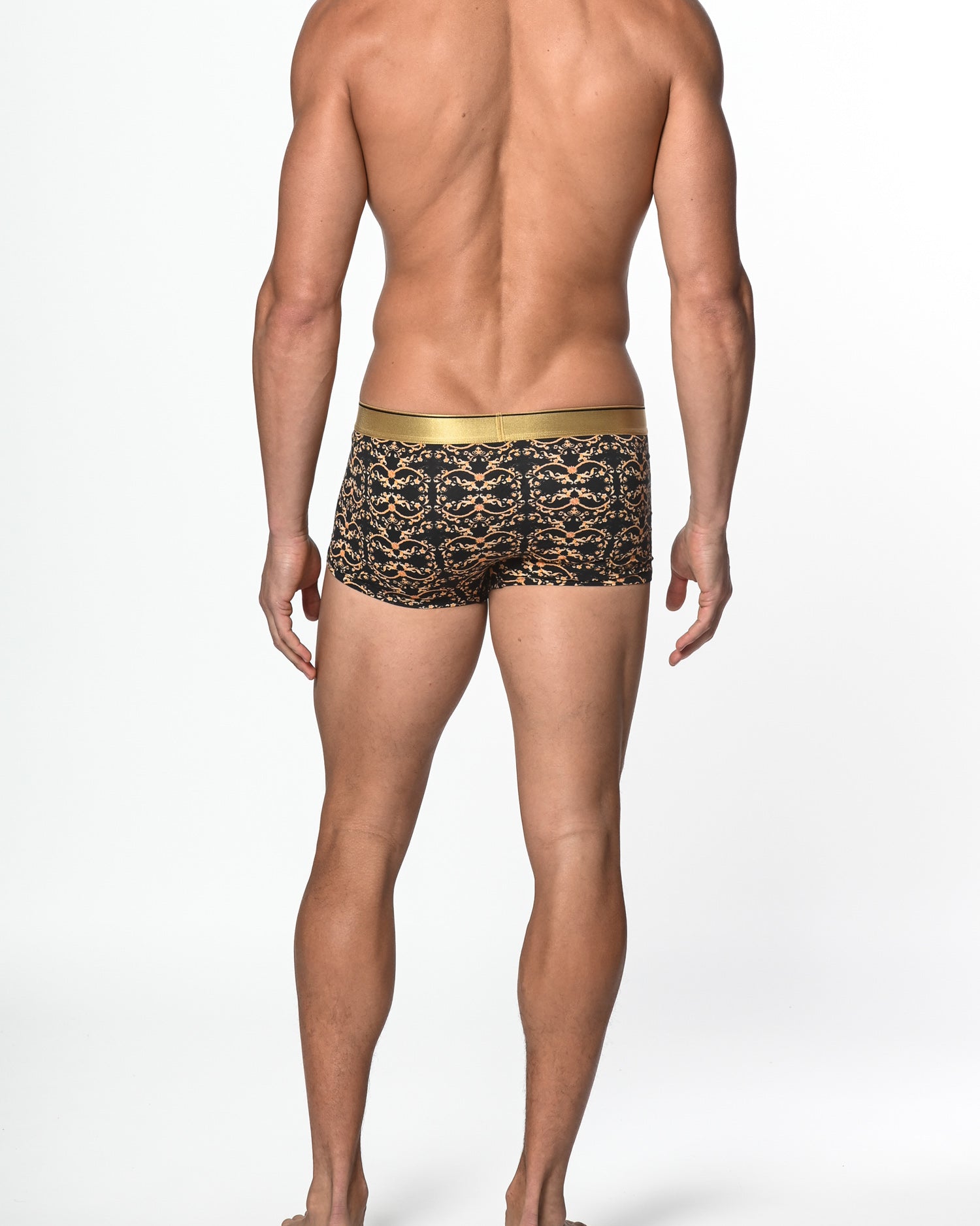 BLACK/GOLD FILIGREE COTTON/ELASTANE TRUNK ST-21504