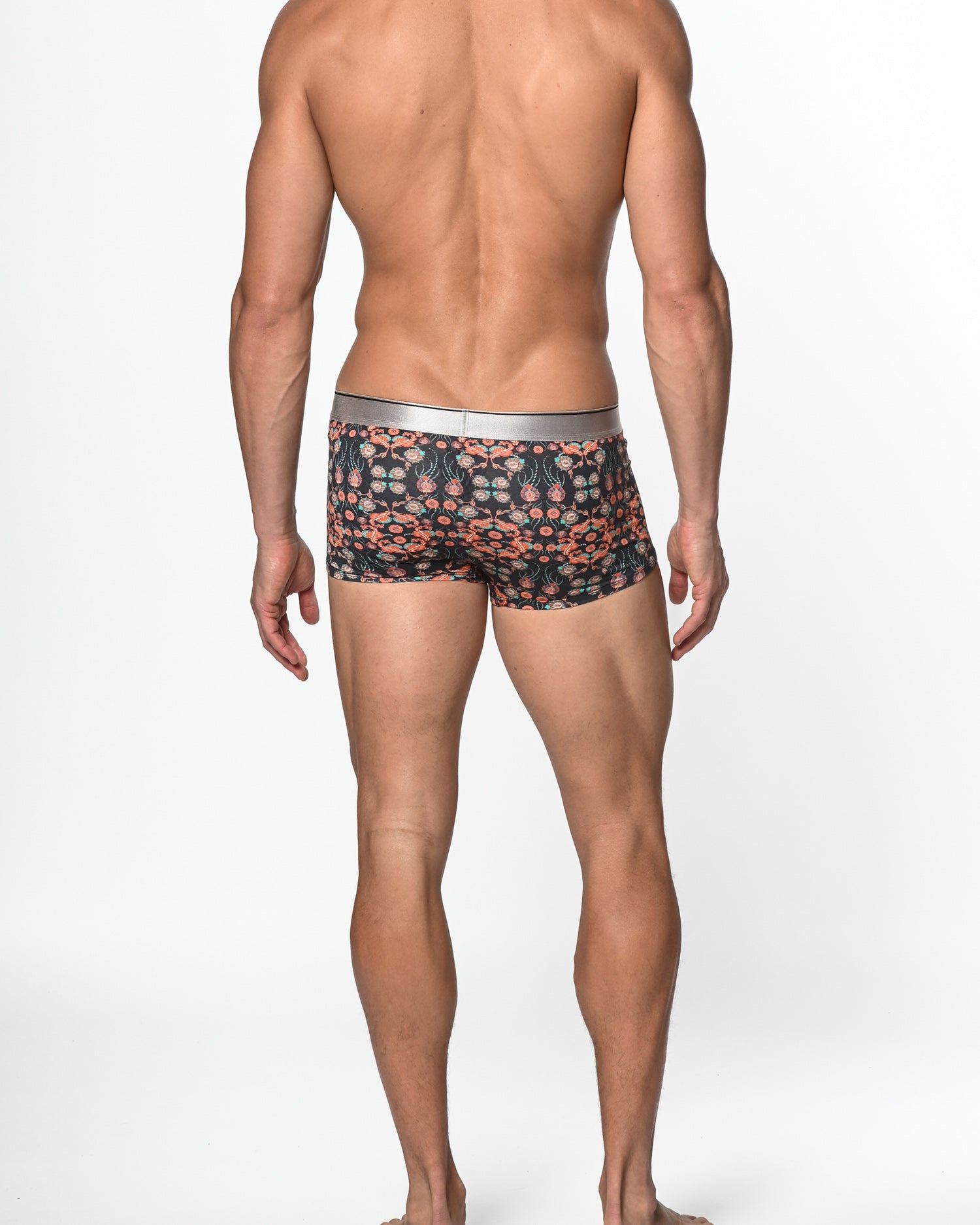 NAVY/CORAL PAISLEY COTTON/ELASTANE TRUNK ST-21507