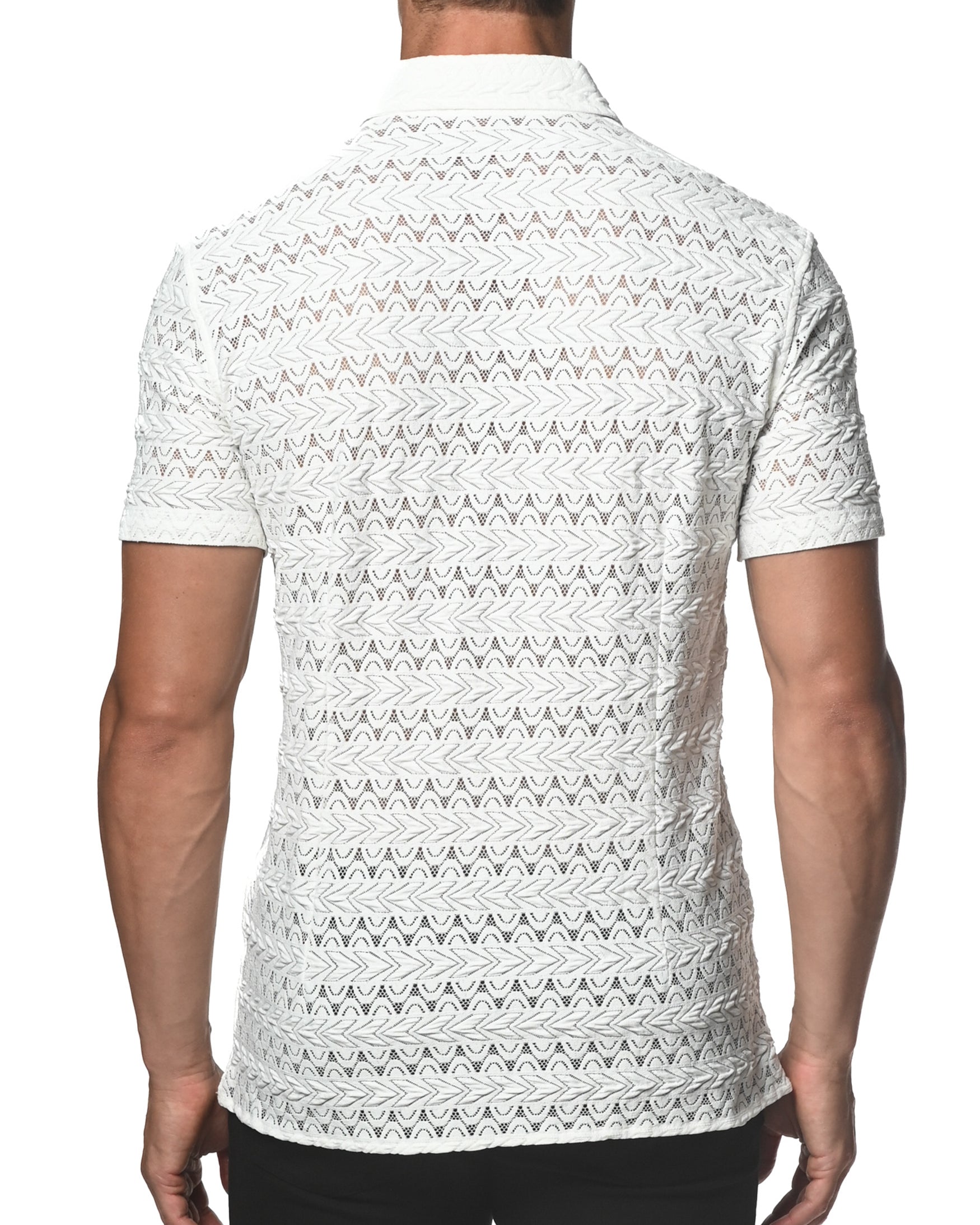 WHITE DARTS STRETCH LACE GOSSAMER SHIRT ST-24015