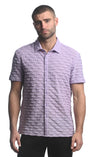 LAVENDER VERTICAL DROPS STRETCH KNIT GOSSAMER SHORT SLEEVE SHIRT ST-24024