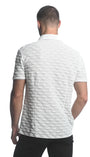 WHITE VERTICAL DROPS STRETCH KNIT GOSSAMER SHORT SLEEVE SHIRT ST-24024