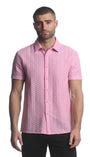 DUSTY PINK MAZE HEX STRETCH KNIT GOSSAMER SHORT SLEEVE SHIRT  ST-24025