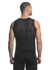 NAVY SHEER VERTICAL STRIPE TEXTURED KNITTED VEST ST-24031