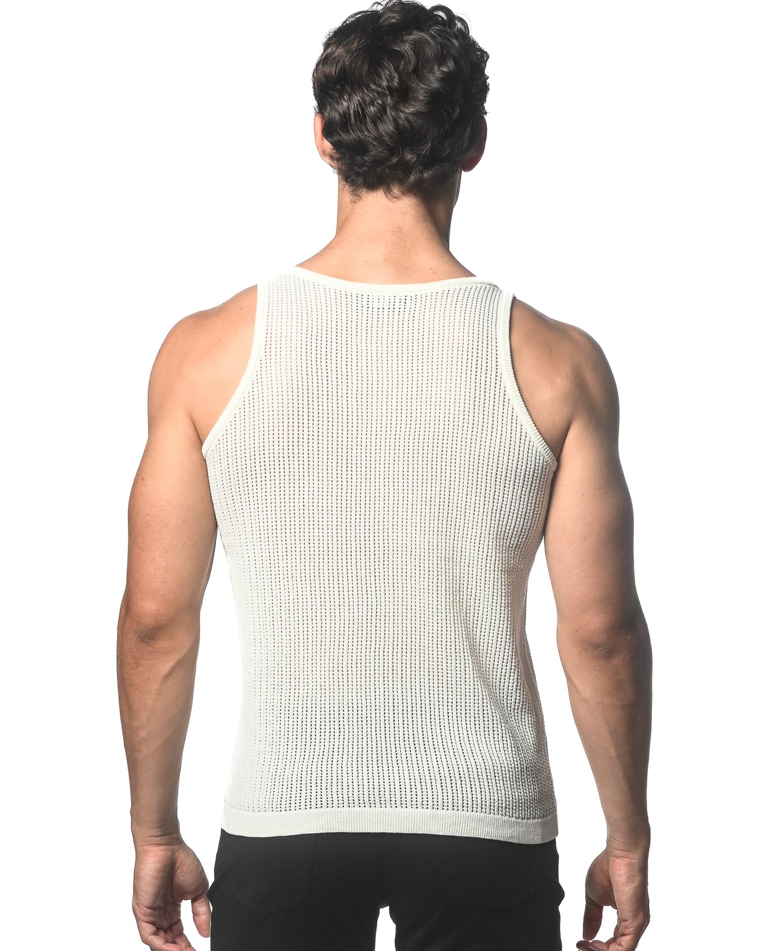 MILKY TEXTURED OPEN MESH KNITTED TANK WITH METAL CLIPS ST-24033