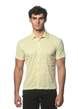 LATTE DASH DOT STRETCH KNIT SHORT SLEEVE SHIRT ST-24043