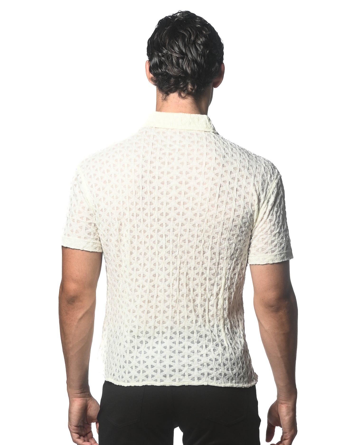 ECRU ARROWS GOSSAMER STRETCH KNIT SHORT SLEEVE SHIRT ST-24044