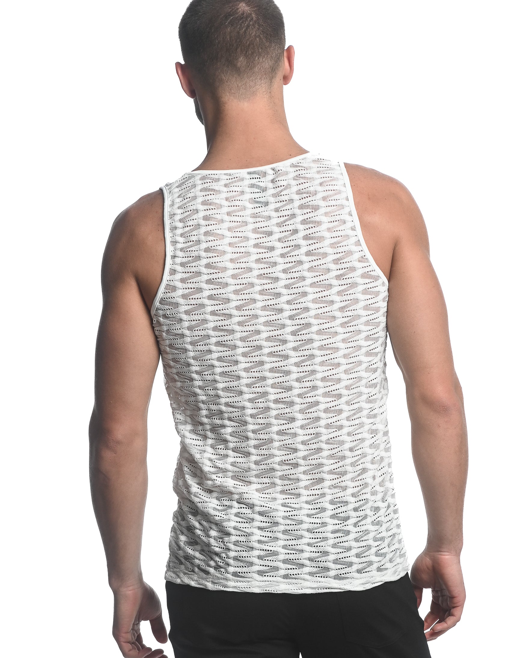 OFF WHITE VERTICAL WAVE STRETCH GOSSAMER KNIT SINGLET ST-24201