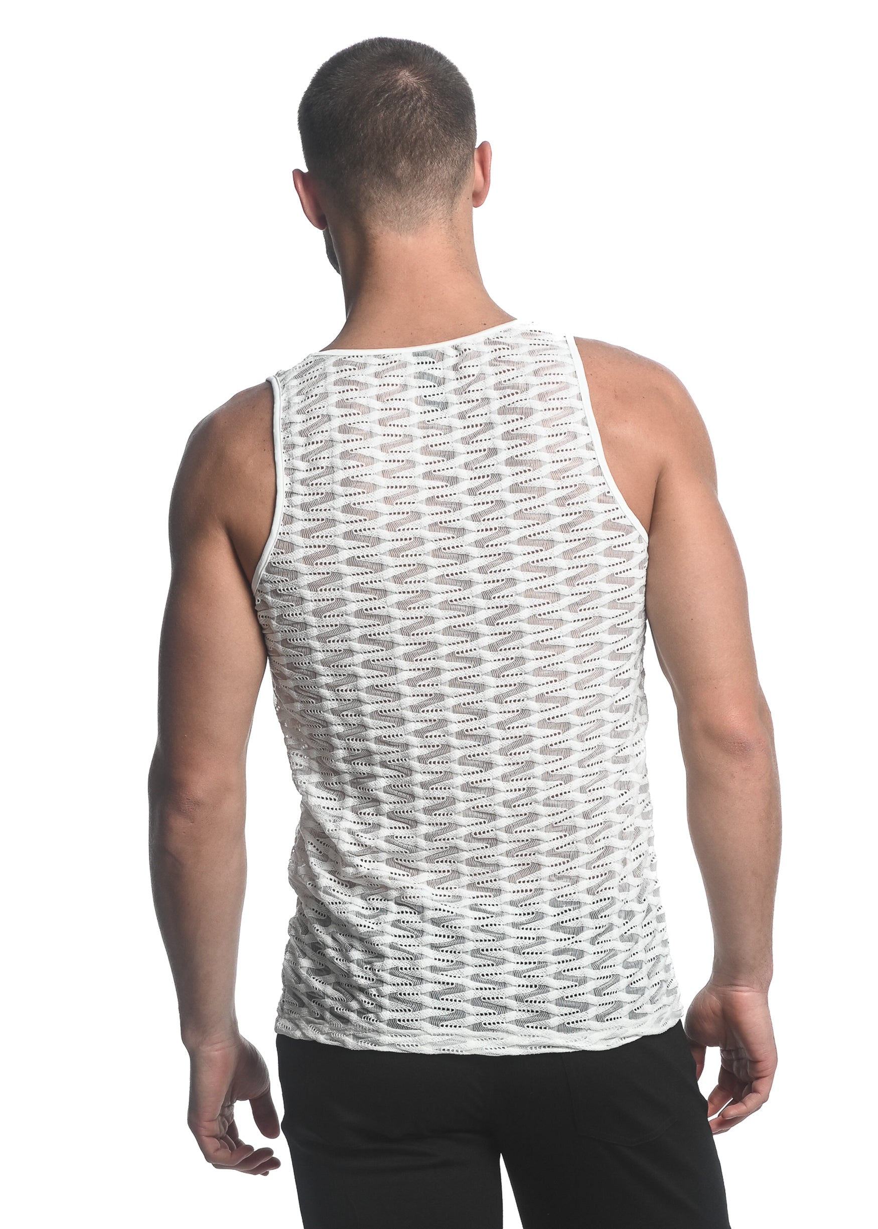 OFF WHITE VERTICAL WAVE STRETCH GOSSAMER KNIT SINGLET ST-24201