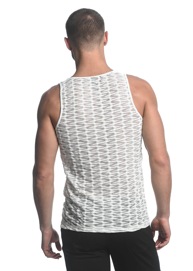 OFF WHITE VERTICAL WAVE STRETCH GOSSAMER KNIT SINGLET ST-24201