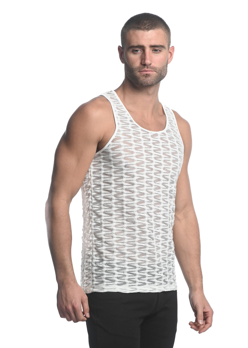 OFF WHITE VERTICAL WAVE STRETCH GOSSAMER KNIT SINGLET ST-24201