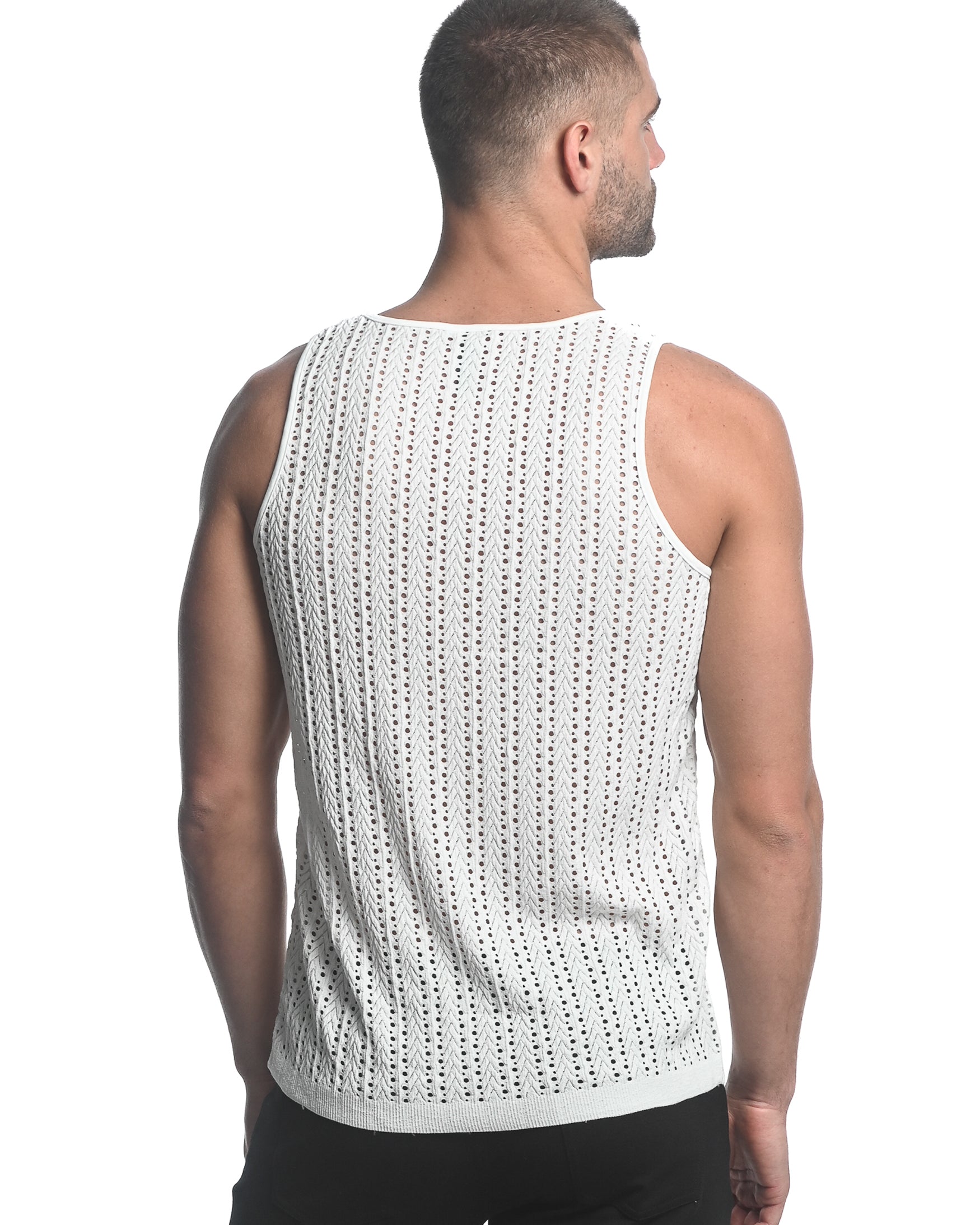 OFF WHITE MICRO ARROWS STRETCH GOSSAMER KNIT SINGLET ST-24202