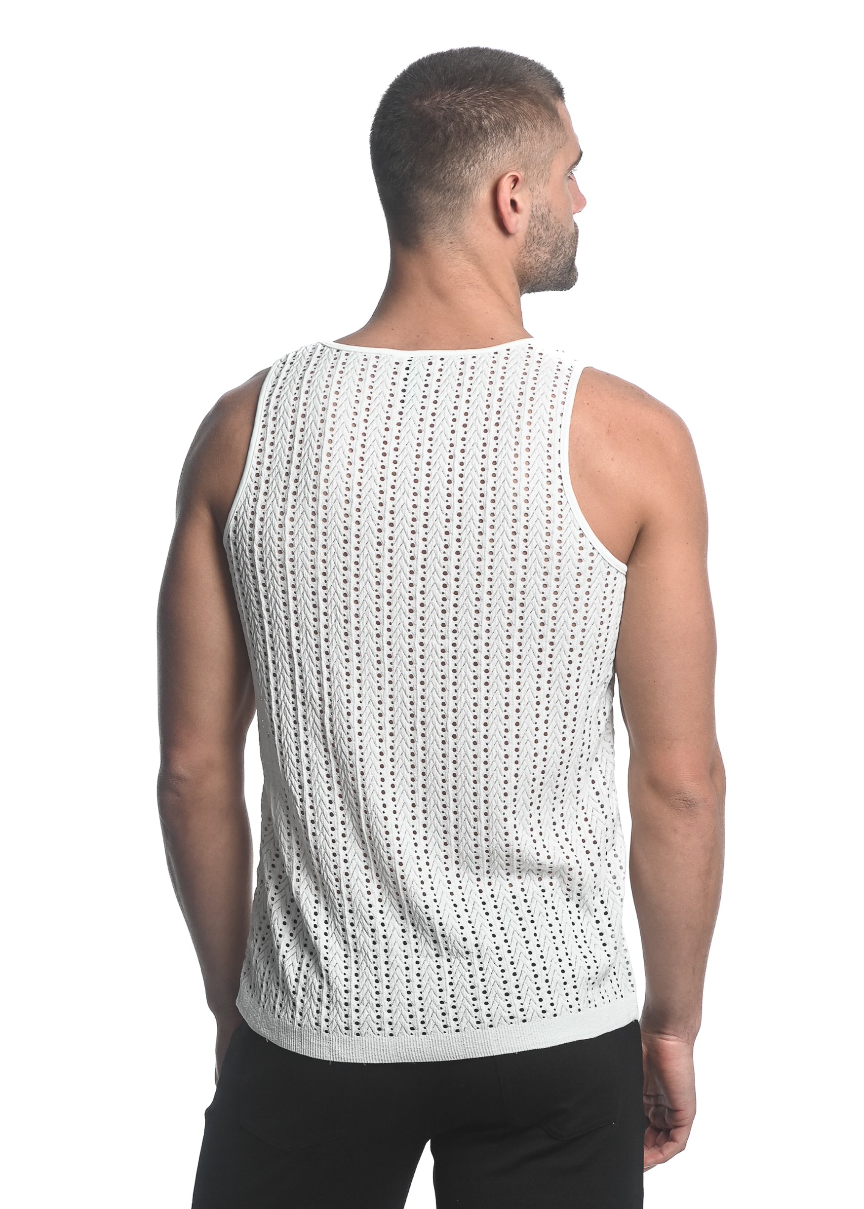 OFF WHITE MICRO ARROWS STRETCH GOSSAMER KNIT SINGLET ST-24202