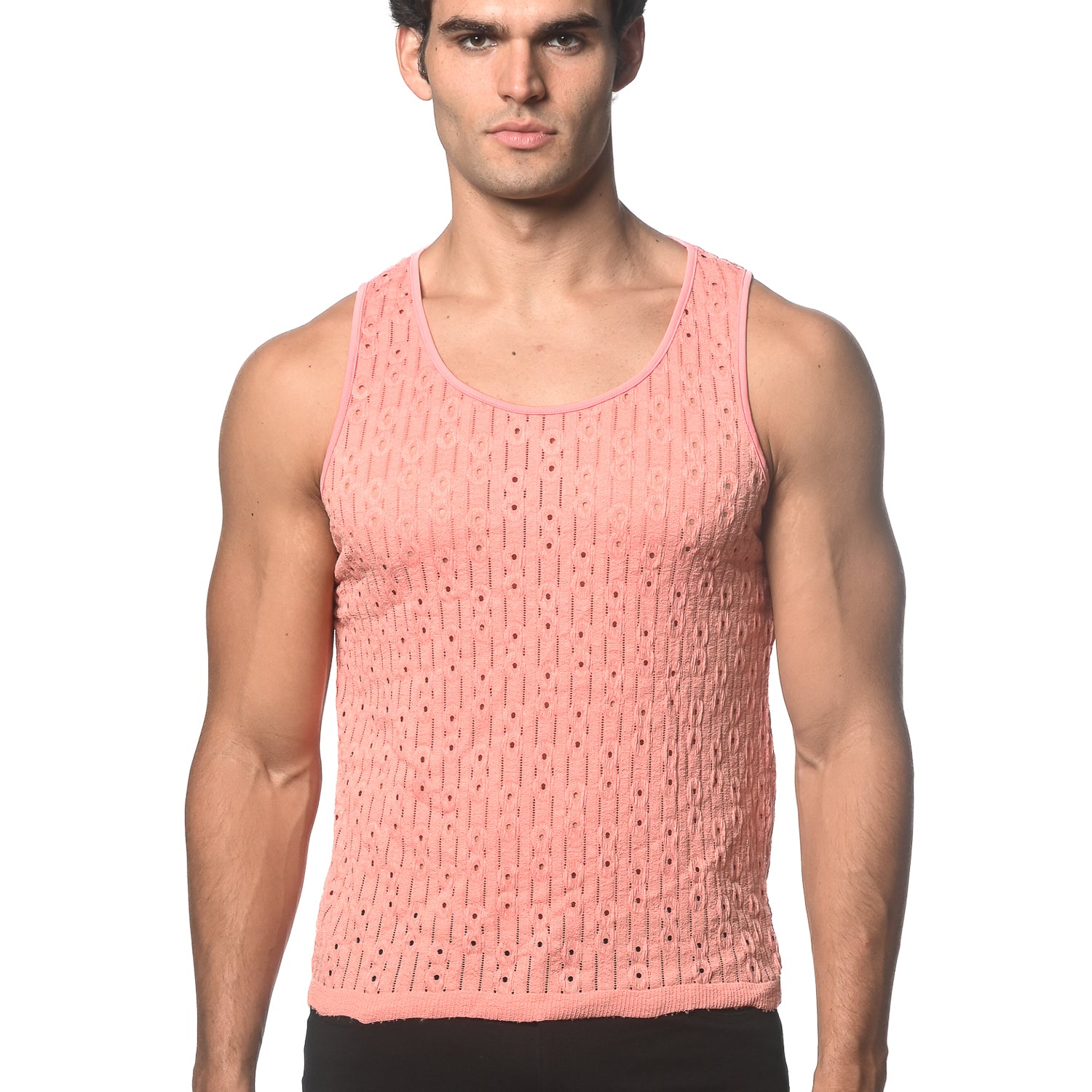 CORAL DASH DOT STRETCH KNIT TANK ST-24207