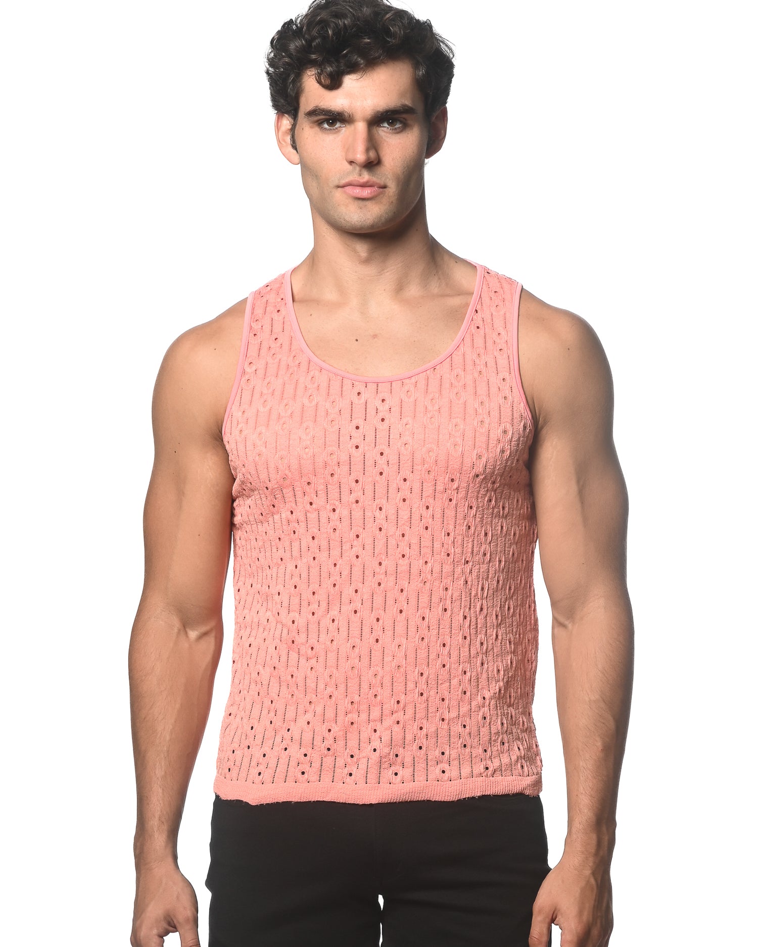CORAL DASH DOT STRETCH KNIT TANK ST-24207