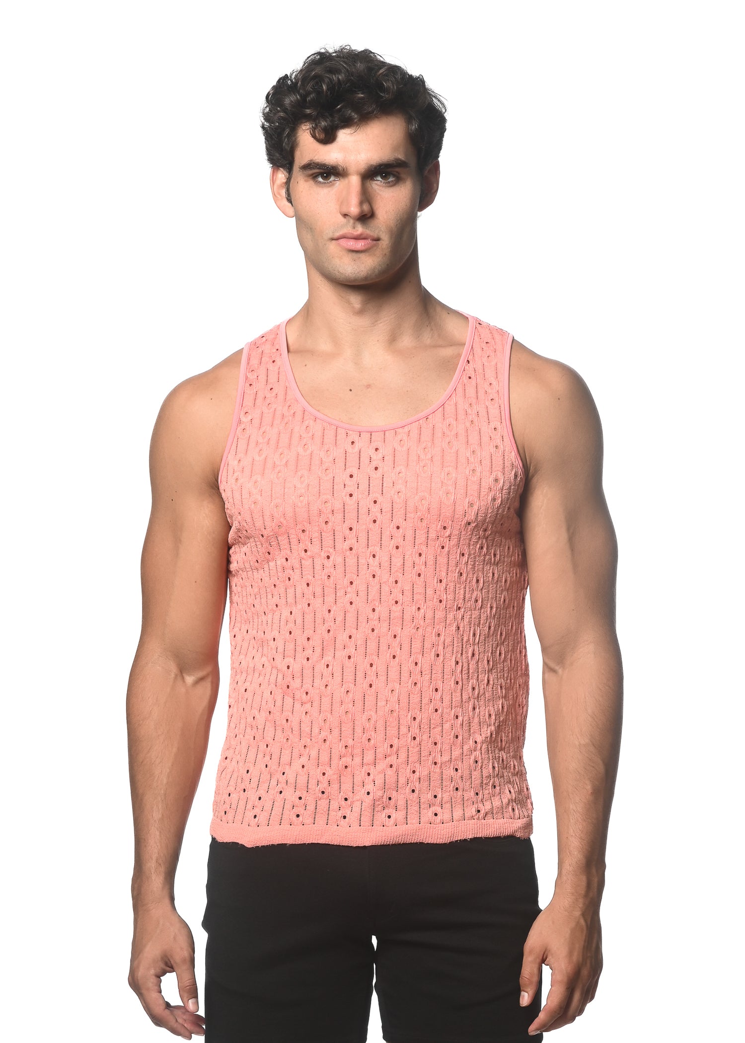 CORAL DASH DOT STRETCH KNIT TANK ST-24207