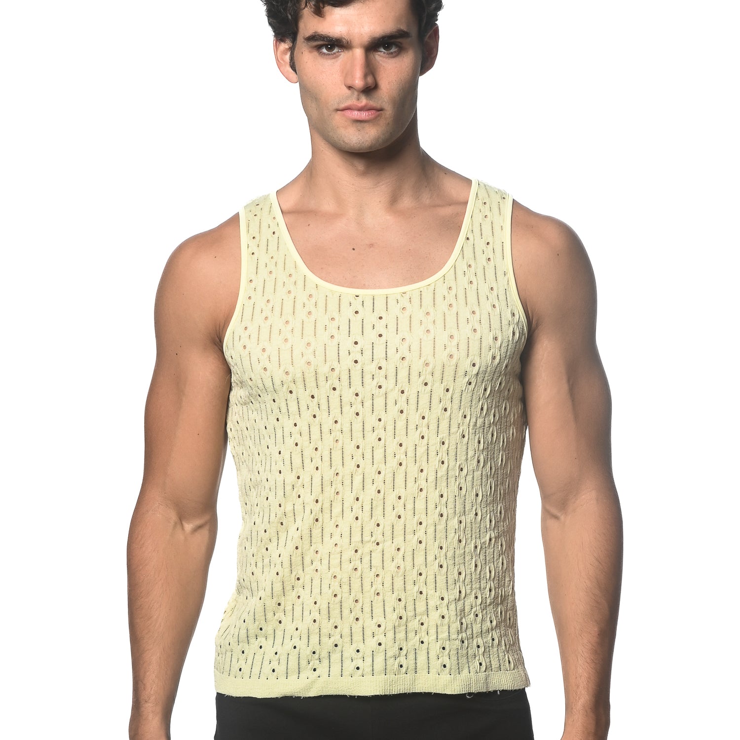 LATTE DASH DOT STRETCH KNIT TANK ST-24207