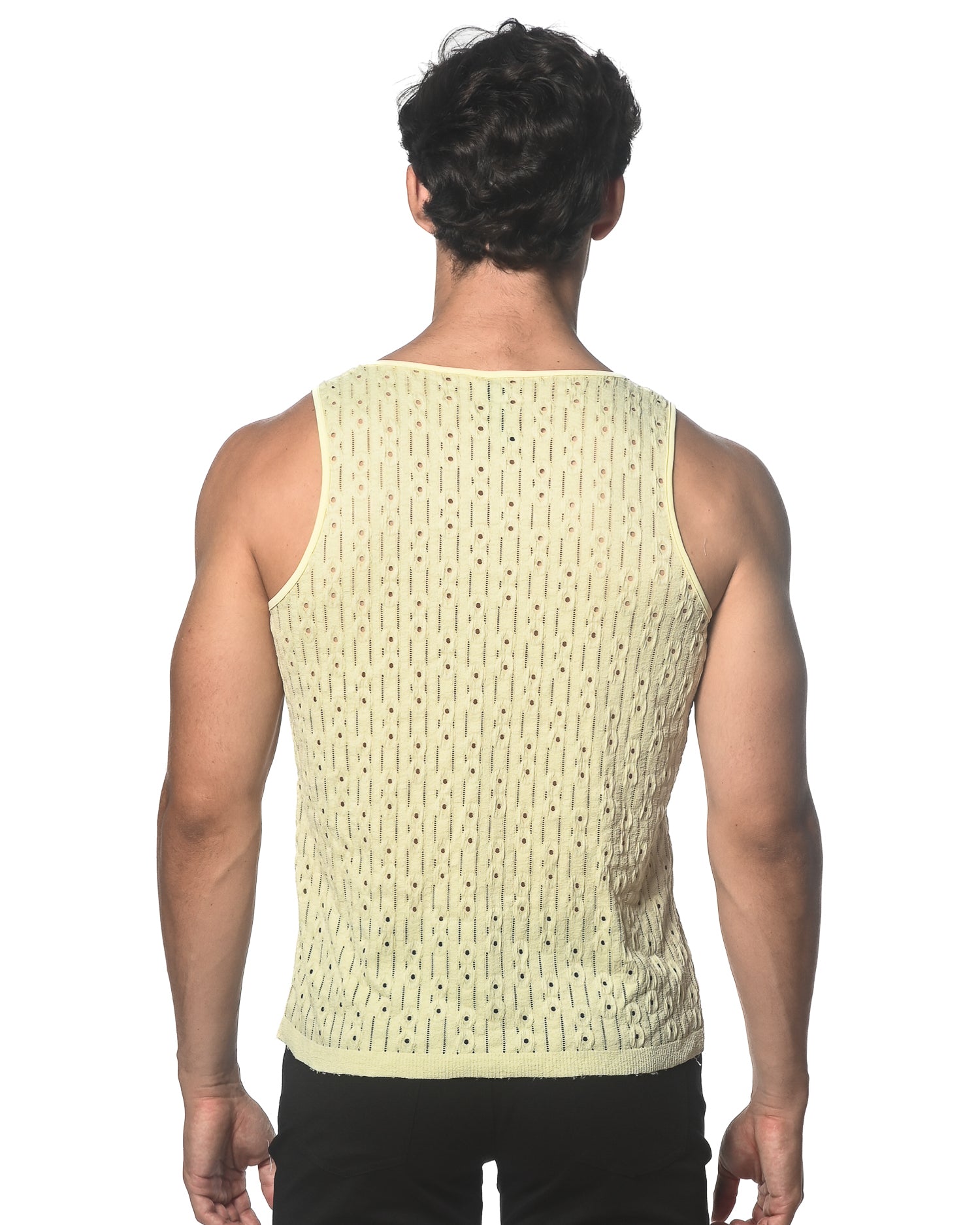 LATTE DASH DOT STRETCH KNIT TANK ST-24207