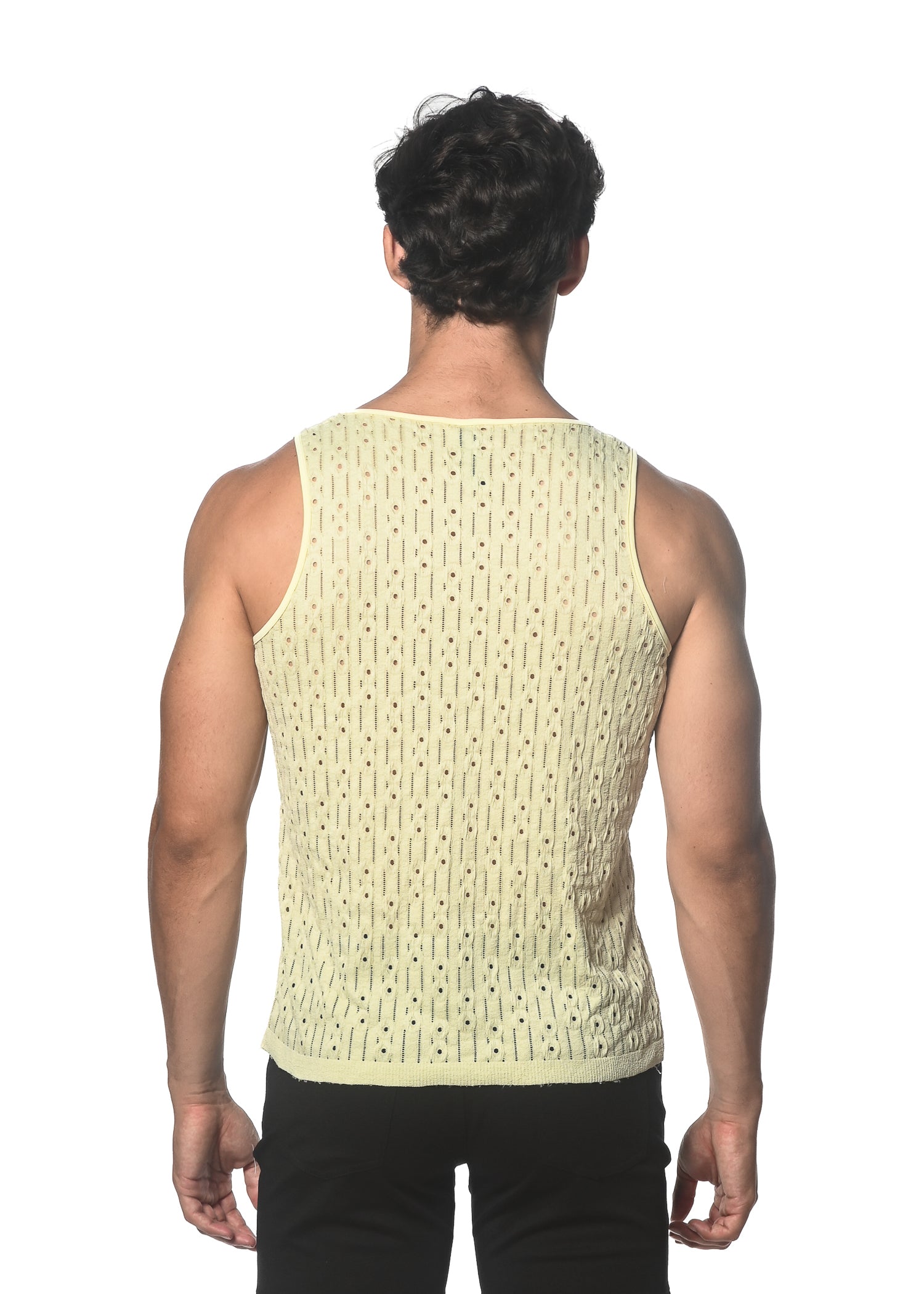 LATTE DASH DOT STRETCH KNIT TANK ST-24207