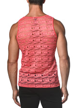 PINK JELLY DASH DOT STRETCH GOSSAMER LACE TANK TOP  ST-25001