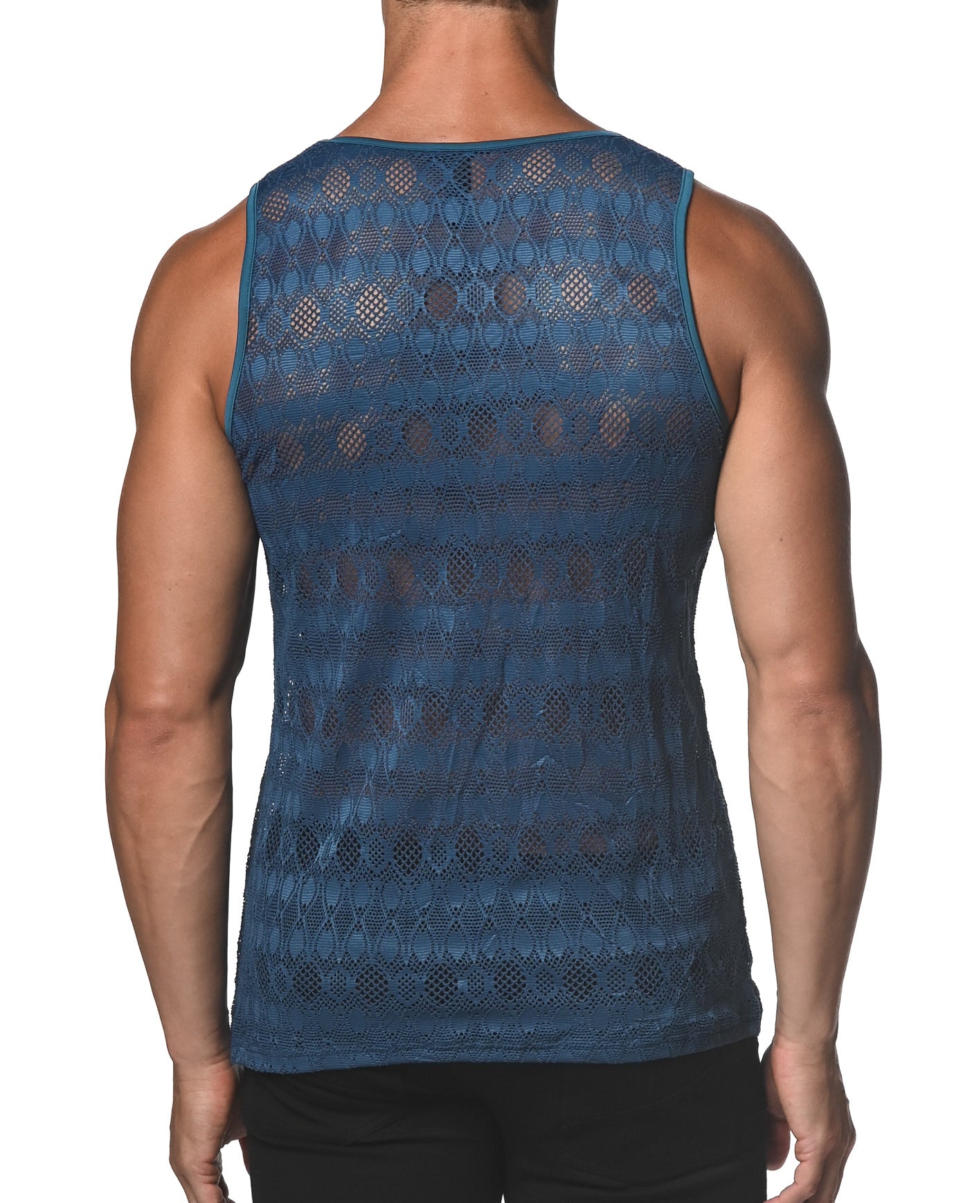 STAR SAPPHIRE OVAL STRETCH GOSSAMER LACE TANK TOP  ST-25002