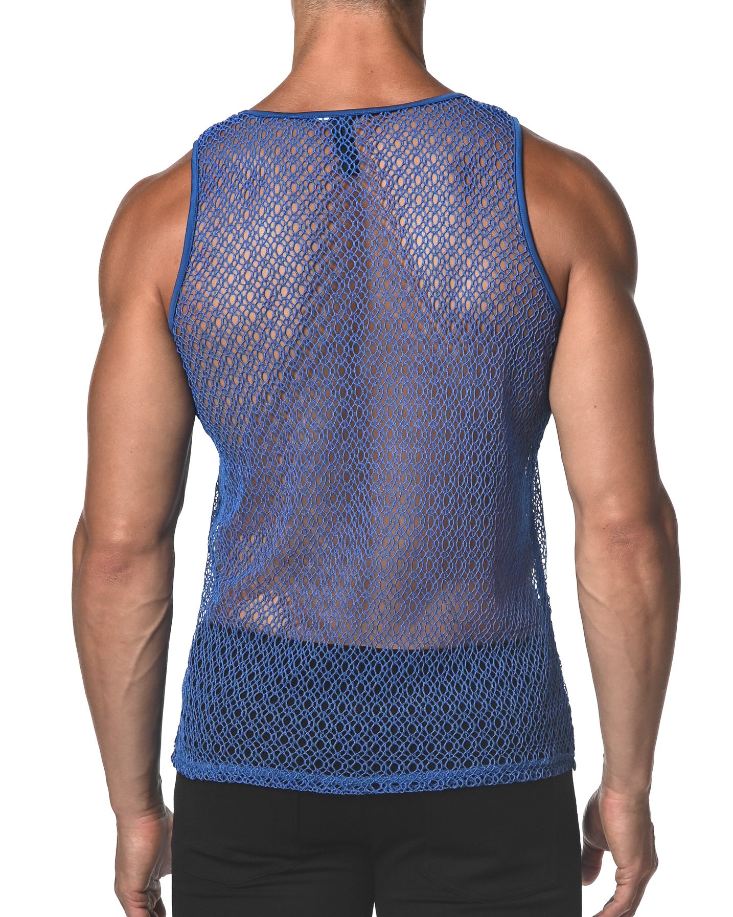 VIVID BLUE WEB STRETCH GOSSAMER LACE TANK TOP  ST-25004