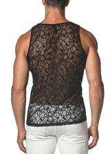 BLACK STARS STRETCH GOSSAMER LACE TANK TOP  ST-25005