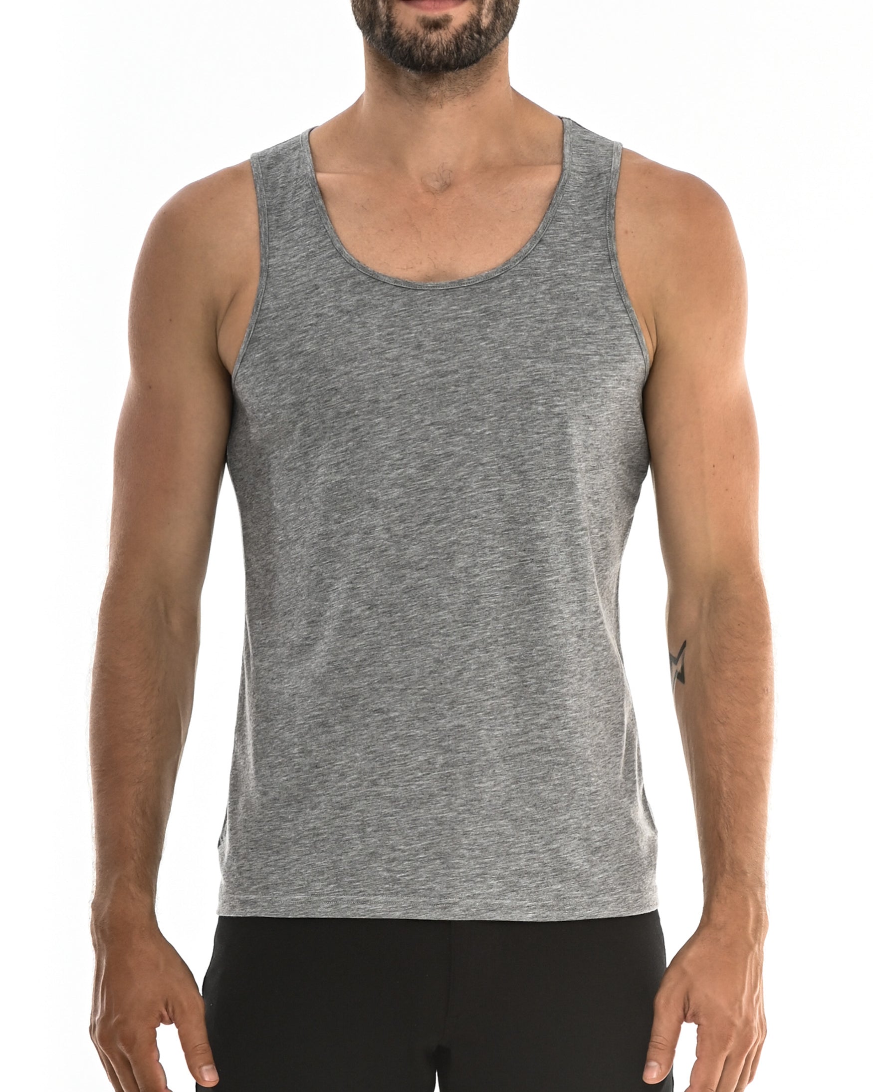 GREY CHEVRON LASER CUT TANK TOP ST-254