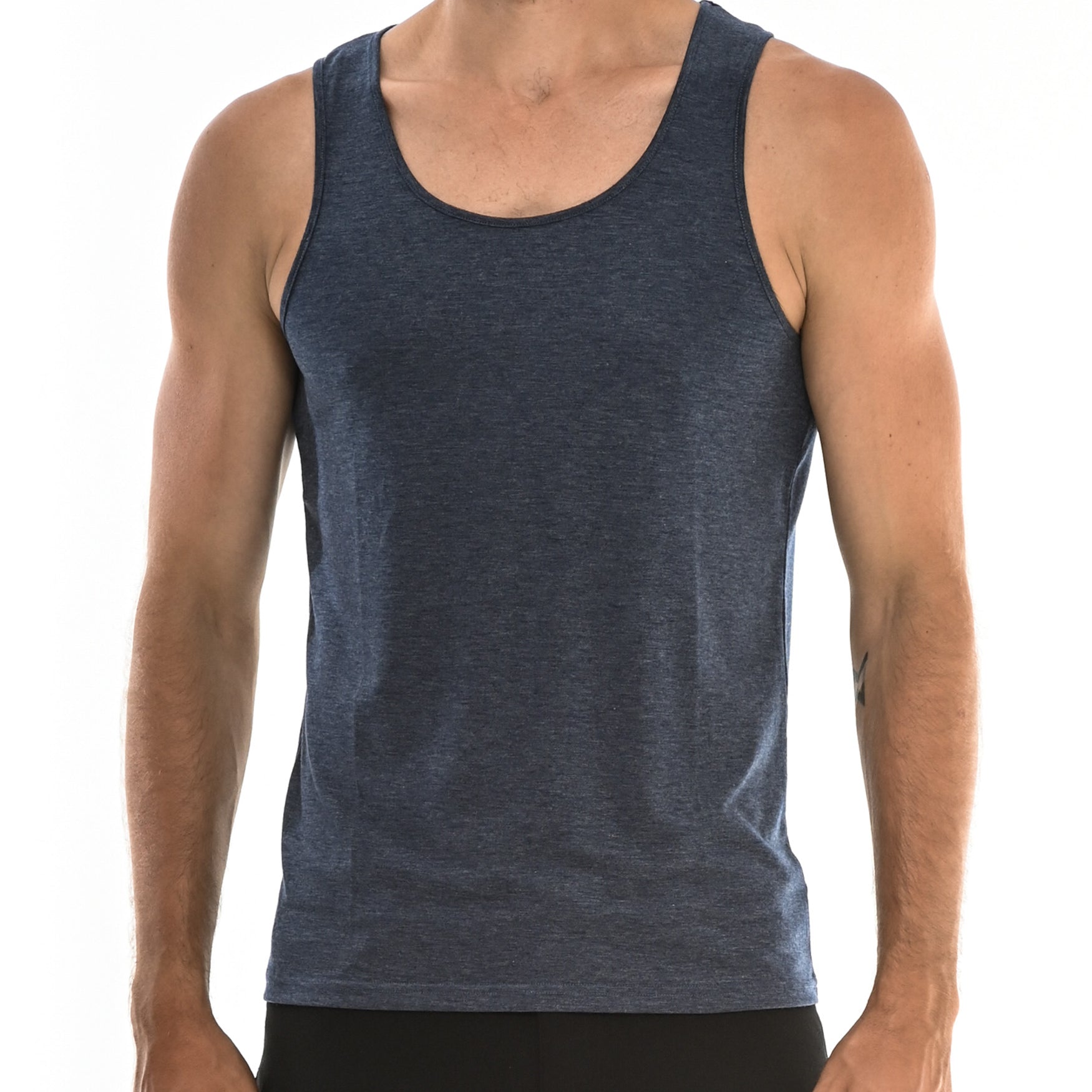 NAVY CHEVRON LASER CUT TANK TOP ST-254