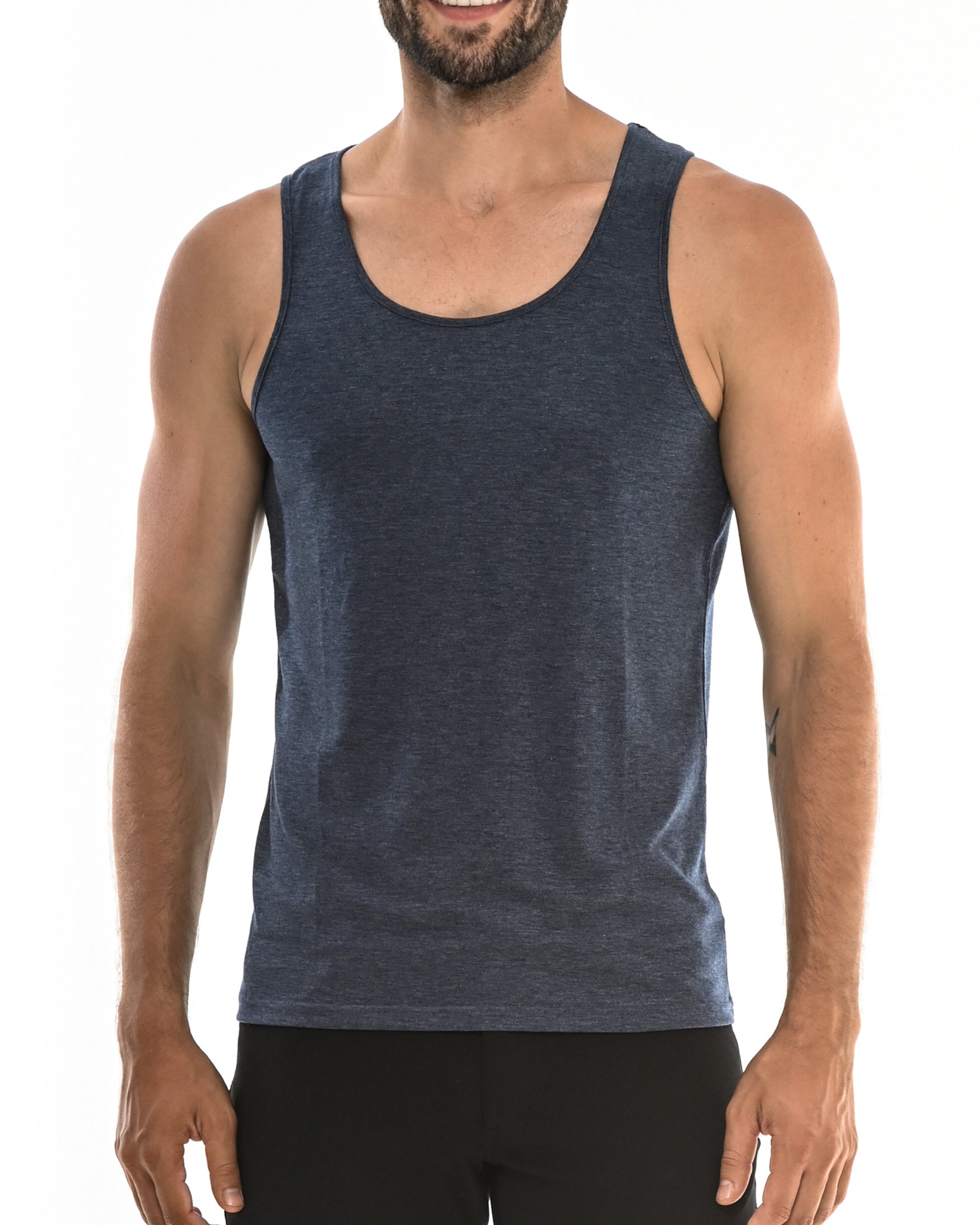 NAVY CHEVRON LASER CUT TANK TOP ST-254