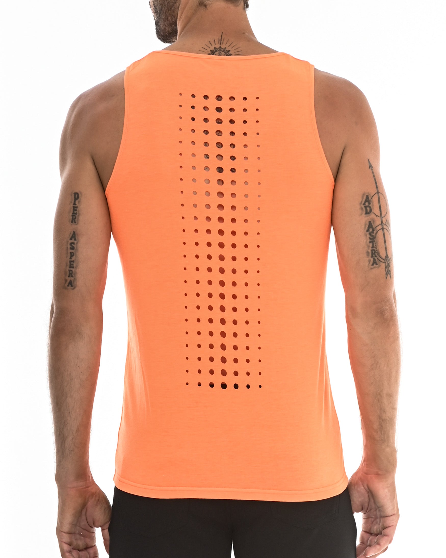 NEON ORANGE SPINE LASER CUT TANK TOP