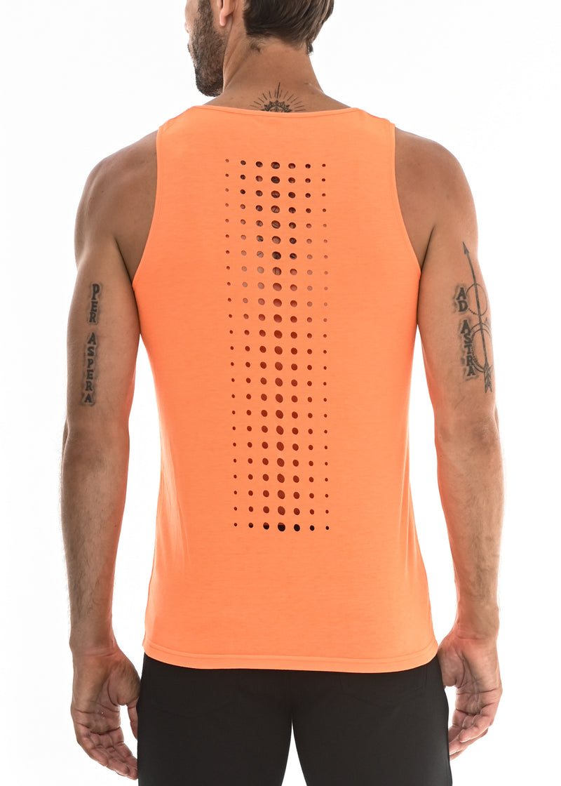 NEON ORANGE SPINE LASER CUT TANK TOP