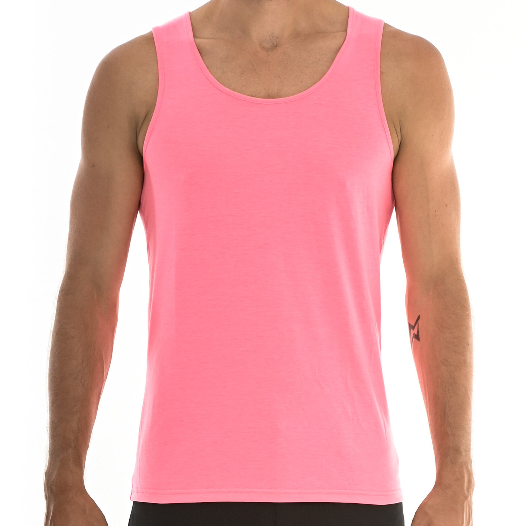 NEON PINK SPINE LASER CUT TANK TOP