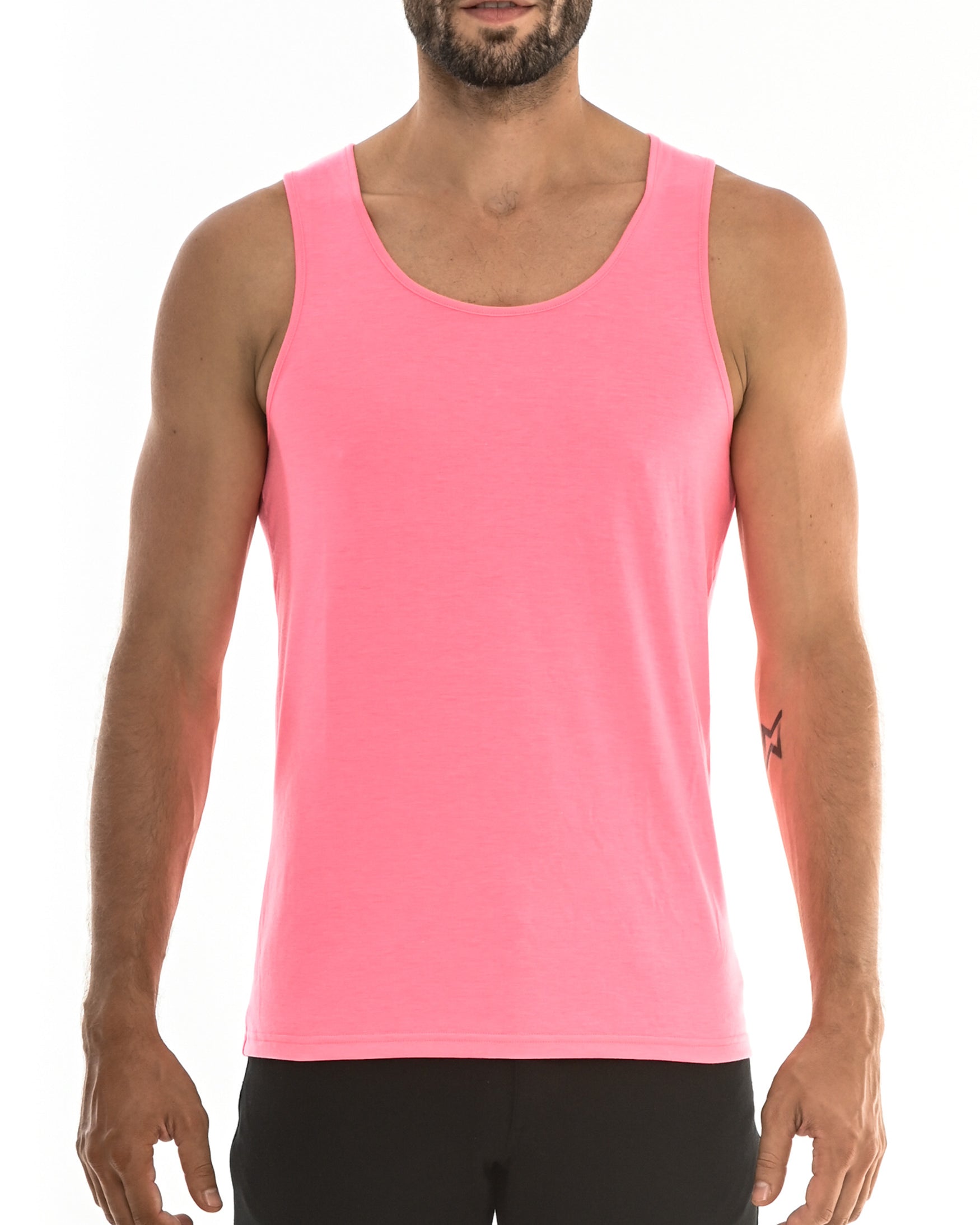 NEON PINK SPINE LASER CUT TANK TOP