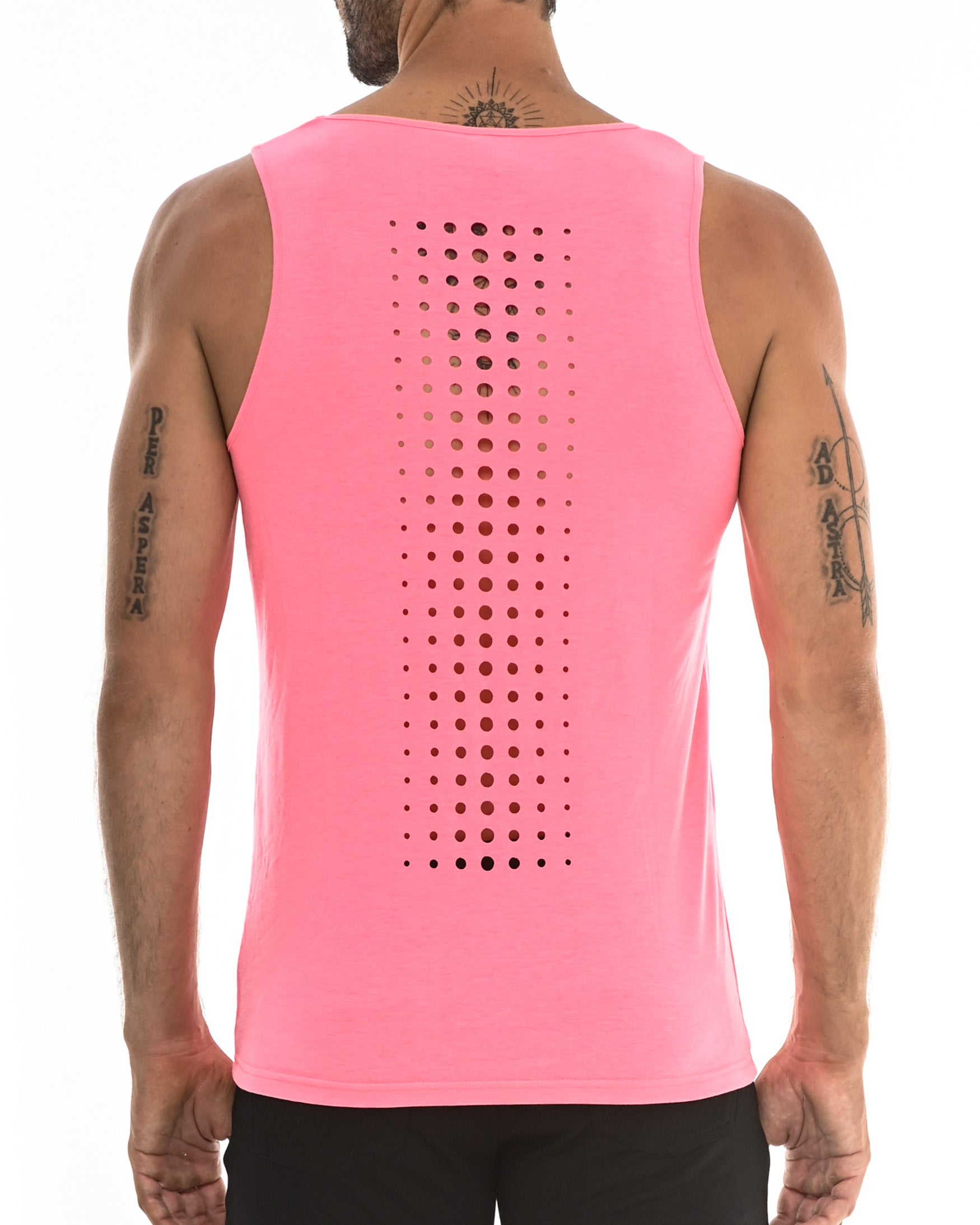 NEON PINK SPINE LASER CUT TANK TOP