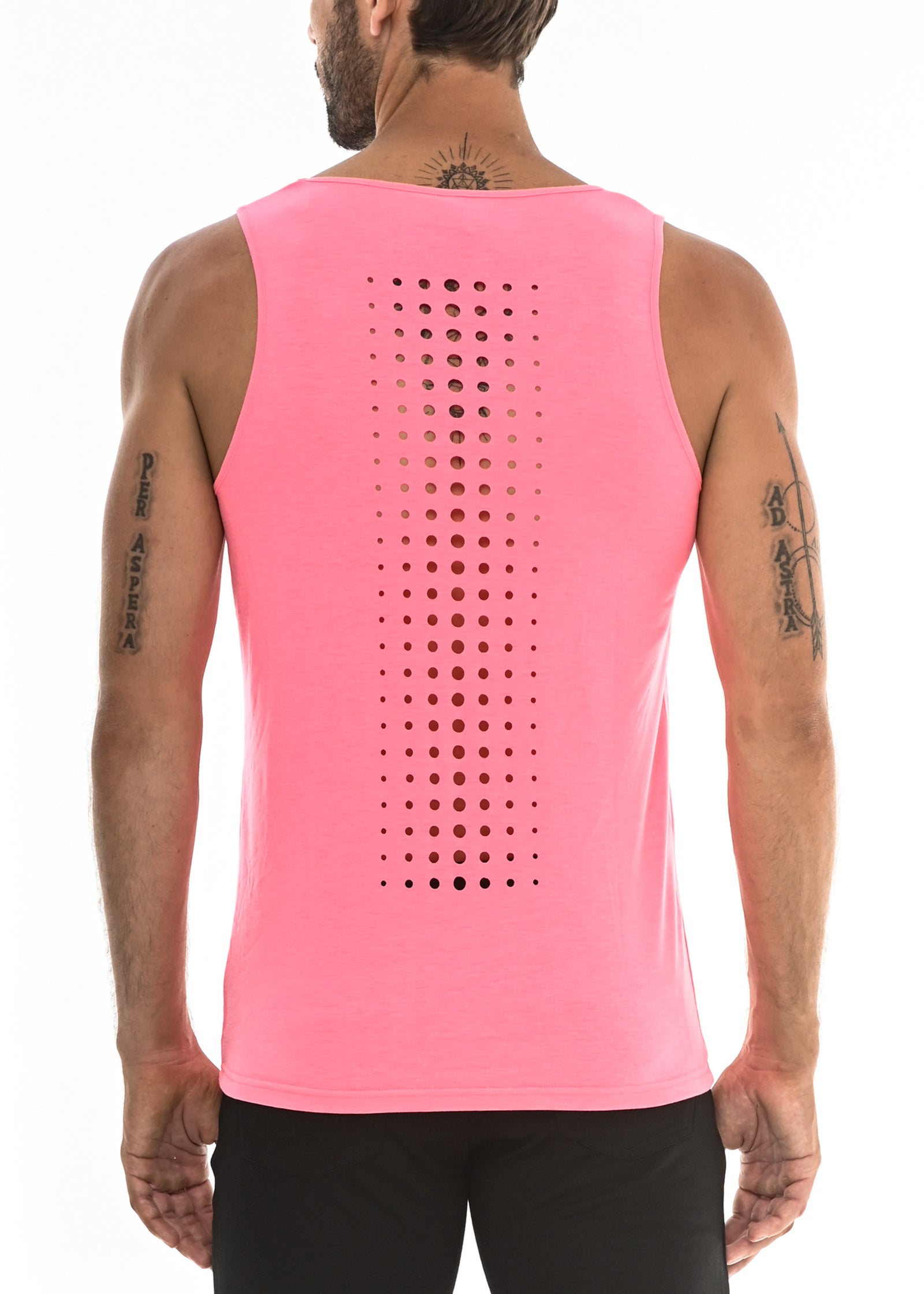 NEON PINK SPINE LASER CUT TANK TOP