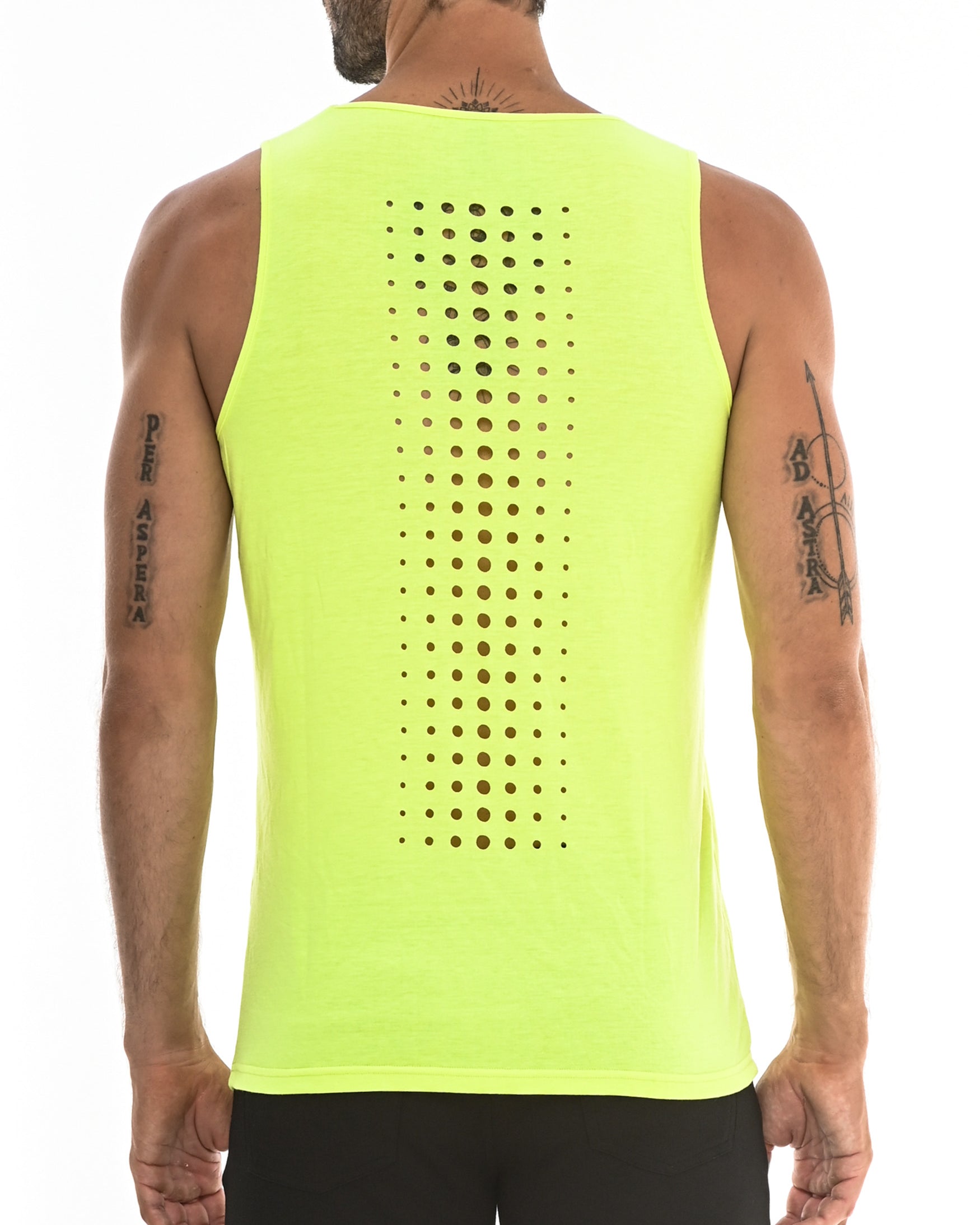 NEON YELLOW SPINE LASER CUT TANK TOP ST-255