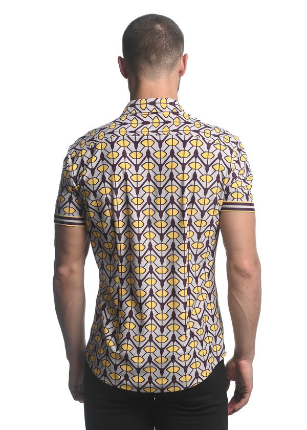 LAVENDER/ GOLD CHEVRON PRINTED SHORT SLEEVE PERFORMANCE SHIRT ST-26002