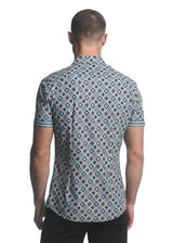 BLUE/ BROWN DIAMONDS PRINTED SHORT SLEEVE PERFORMANCE SHIRT ST-26004