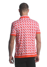 CORAL/ BLUSH STAR CLOVERS PRINTED JERSEY KNIT BORDER SHORT SLEEVE SHIRT ST-26011