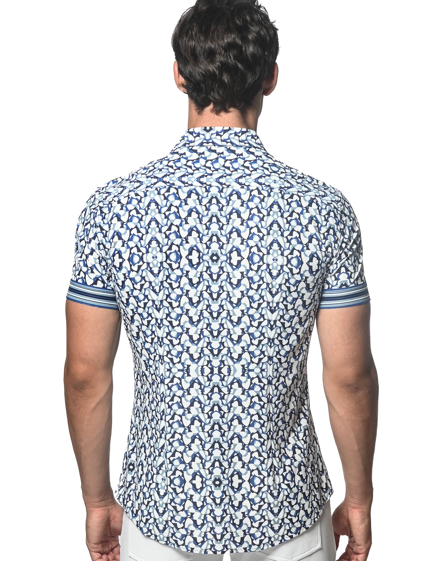 BLUE/WHITE WINGS PRINTED SHORT SLEEVE PERFORMANCE SHIRT ST-26013