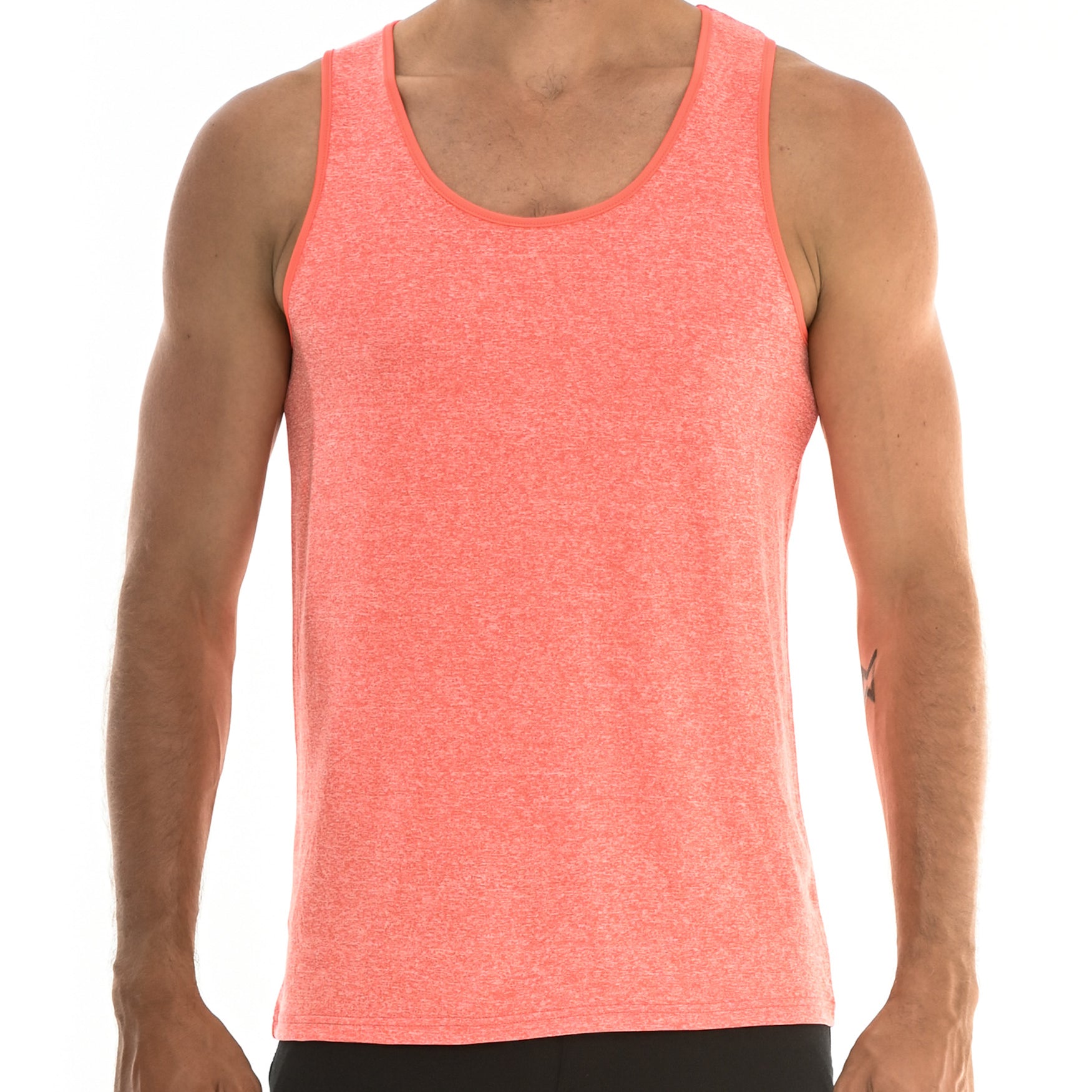 BRIGHT ORANGE SPACE DYE MESH PERFORMANCE TANK TOP ST-261